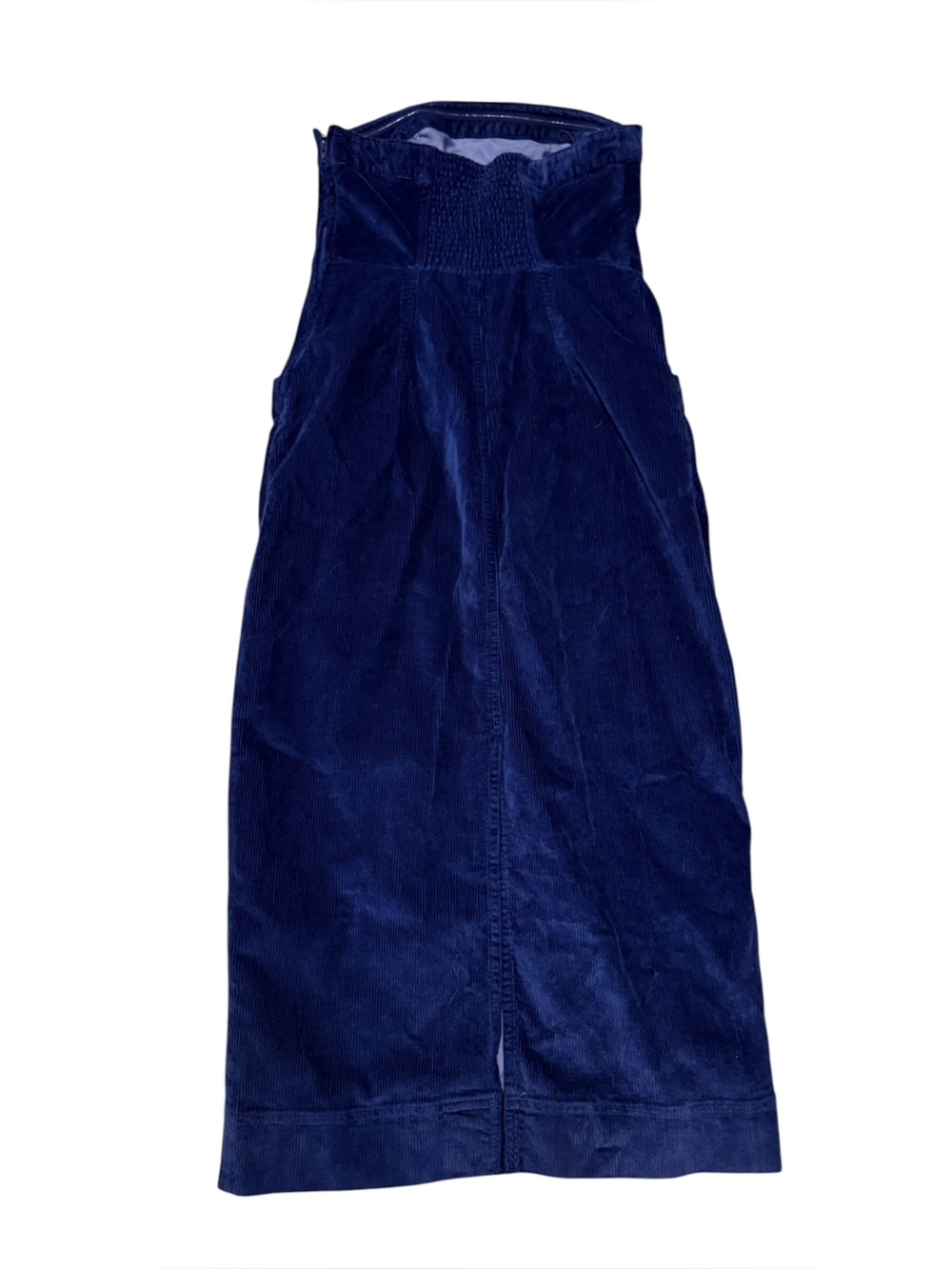 Pilcro Strapless Corduroy Slim Midi Dress in Blue Size 2 - Picture 6 of 8